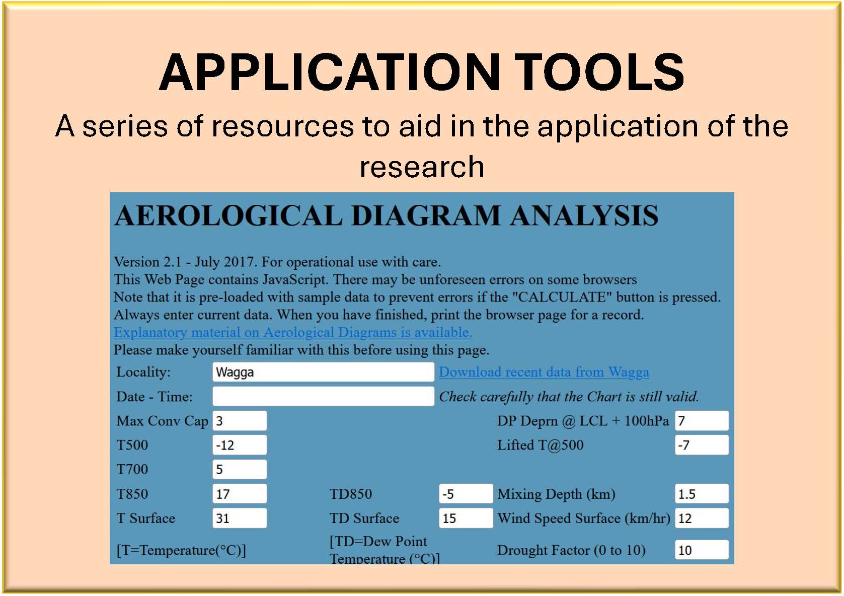 APPLICATION TOOLS: A series of resources to aid in the application of the research.